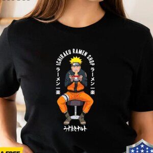 Ichiraku Ramen Shop black graphic 100% cotton t-shirt size large